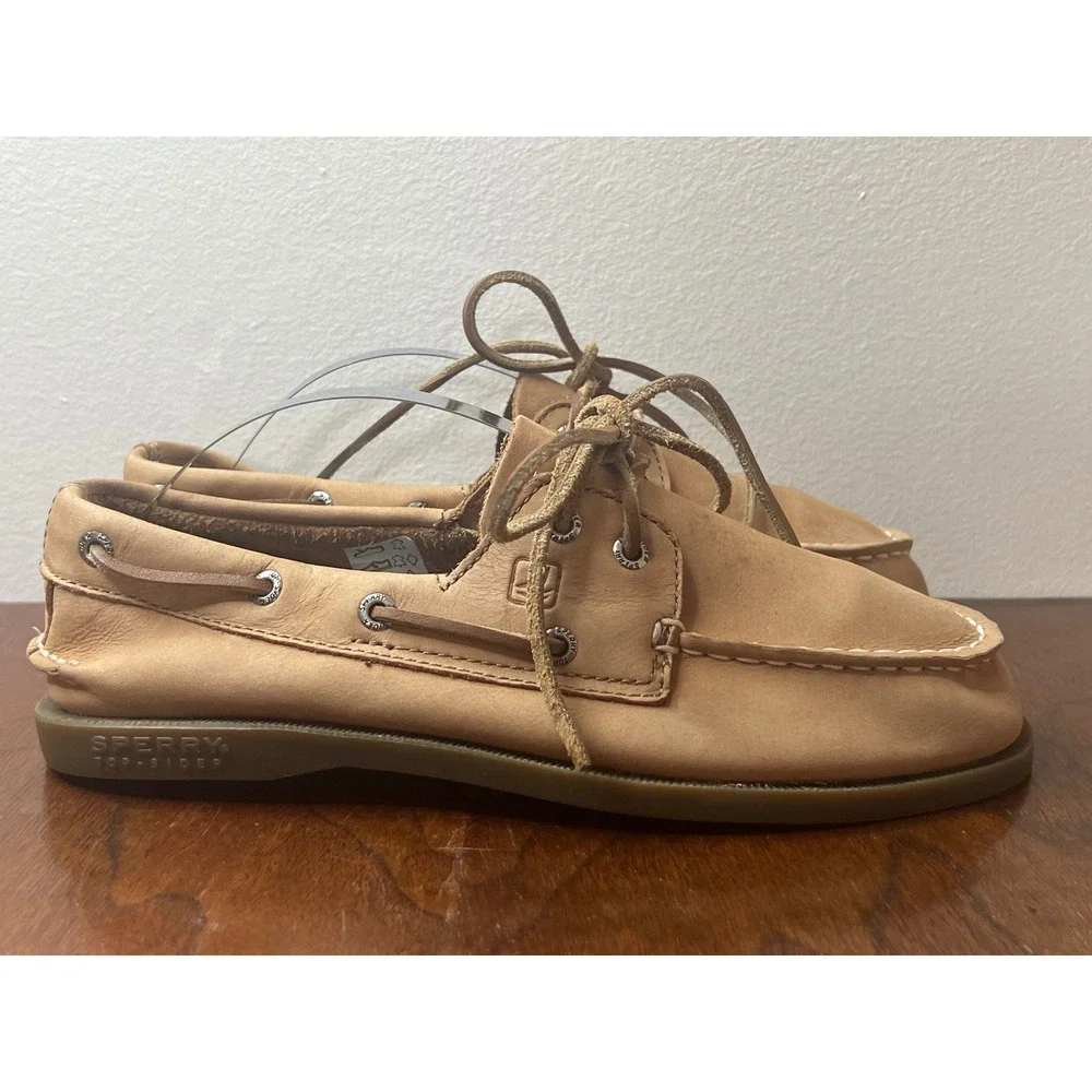 Sperry Authentic Original Slip-On Boat Shoes Big Kids Boys Size 5 Leather Tan